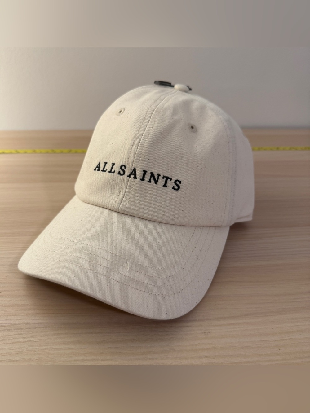ALLSAINTS 100% Cotton Logo Cream Canvas Baseball Cap Embroidered NWOT minimalist